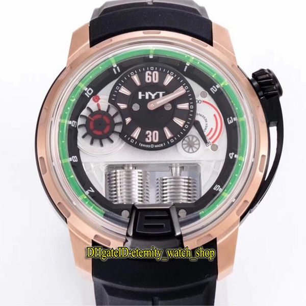 

cy upgraded version hyt h1 148-dg-22-gf-ru black dlc unique creativity dial japan nh05 automatic mens watches cnc steel case rubber strap, Slivery;brown