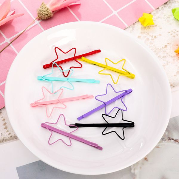 

2pcs/set cute candy color kid girl women hairpin star heart shape hair clip colorful hair accessories hairgrip styling tool