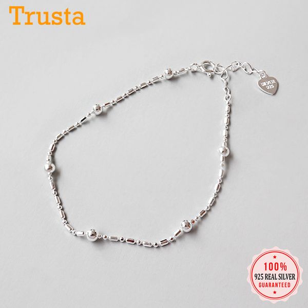 

trustdavis minimalist 925 sterling silver fashion bamboo beads bracelet for women sterling silver wedding jewelry gift ds2387, Black