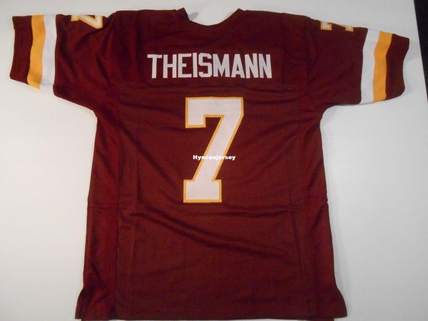 

retro custom sewn stitched #7 joe theismann burgundy mitchell & ness jersey high-end men's football jerseys college ncaa, Black;red