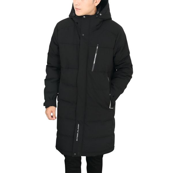 

2018 autumn winter new men casua jacket parka men warm coat fashion solid parkas medium thickening hat warm coats parka, Black