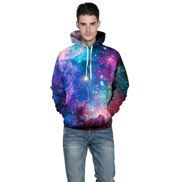 

fashsiualy men hoodies 2019 autumn sweatshirts brand male long sleeve 3d printed galaxy big size moletom, Black
