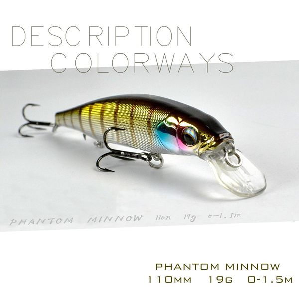 

thetime fishing bait suspension jerkbait minnow fishing hard lure artificial wobbler lure th110 for pike/bass 110mm/19g