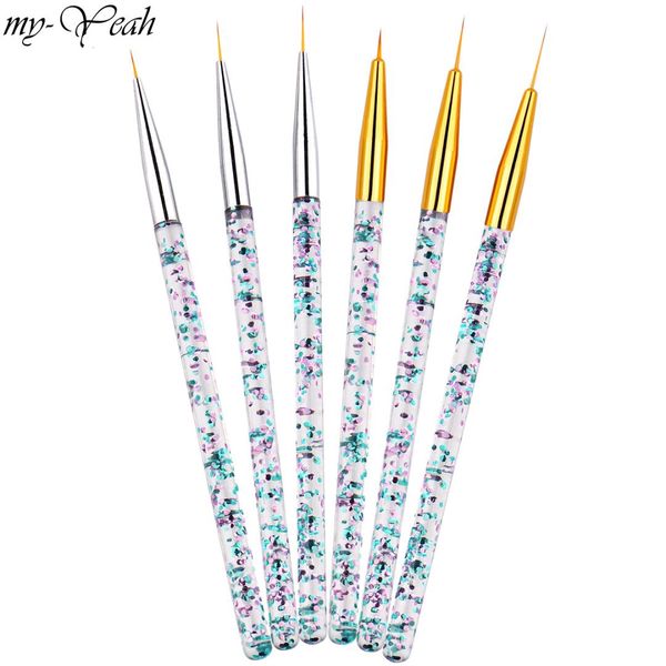 

3pcs/set nail art crystal acrylic stripes lines liner drawing brush french flower grid painting pen 3d diy manicure tool, Yellow