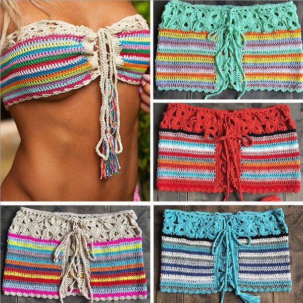 

2018 summer crochet bikini crop beachwear hollow out bikini bra strap vest hanging halter tank women's cropped, White;black