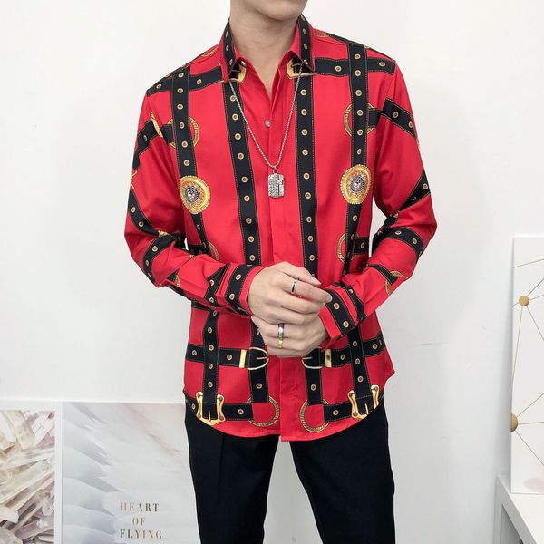 

spring / summer 2020 designer new european and american long-sleeved shirt fashion trend printed shirt wholesale, White;black
