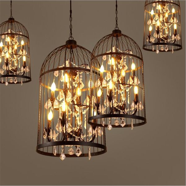 

американская винтажная подвесной светильник bird cage хрустальная люстра home deco e14 луковица вилла rust железный промышленный ресторан лю