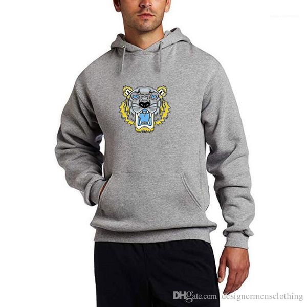 

long sleeve solid color men sweatshirts fashion designer pullover male apparel tiger men hoodies fleece brand printed, Black