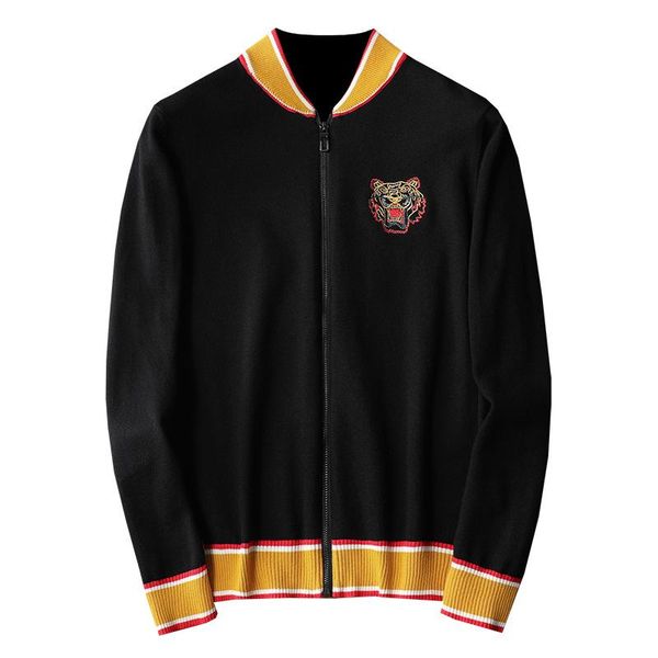 

2019 new autumn brand jacket tiger embroidery cardigan fashion luxury sweater coat shirt mens designer jackets pull plus size m-4xl, Black;brown