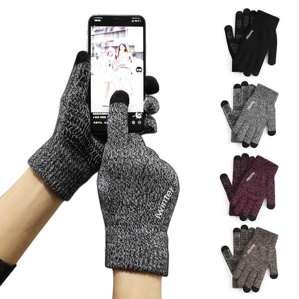 

knitted gloves sensitive touchscreen gloves women men wool knitting anti-skid warm winter
