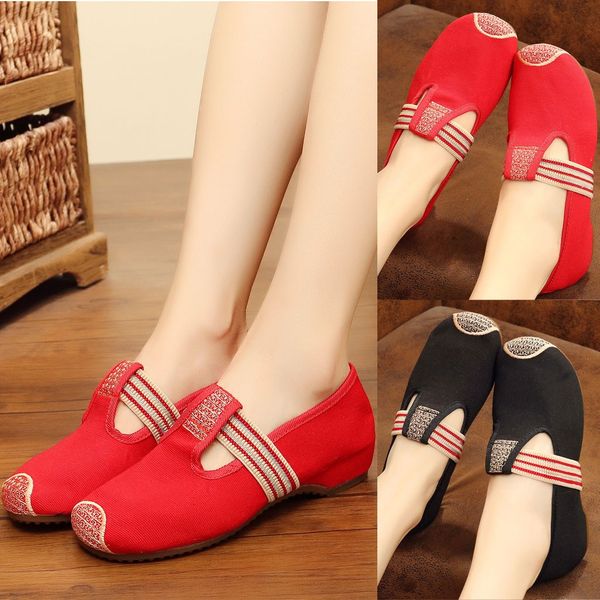 

women flat shoes 2019 dance shoes shallow single soft bottom embroidered casual platform espadrilles casual, Black