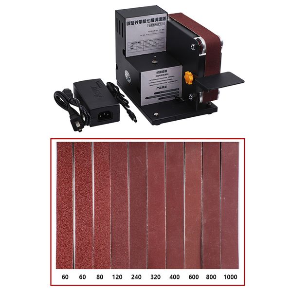 

new 2019 7-gear variable speed mini diy sander sanding belt adapter metal wood sanding belt with belts woodworking tool