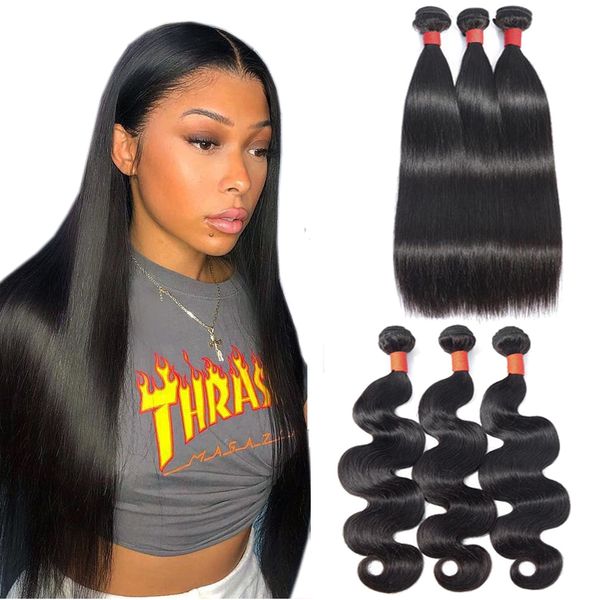 Wholesale Mink Brazilian Virgin Hair Straight Body Wave 3 Bundles