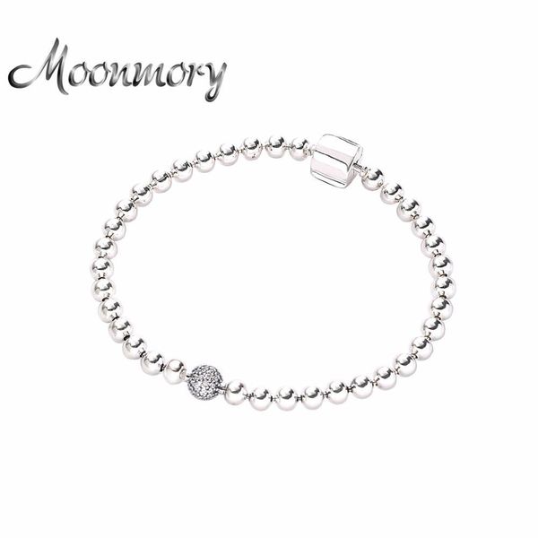 

moonmory europe popular jewelry 925 sterling silver beads & pave bracelet for women essence beads charms bracelet christmas gift, Black