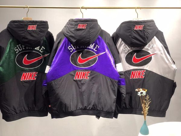 

19fw new luxurious brands design sup nk collaboration hooded sport jackets coat men women outdoor streetwear sweatshirt hoodies, Blue;black