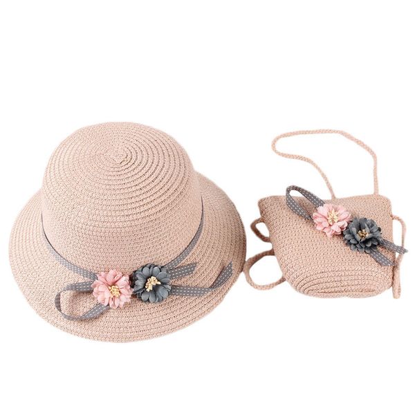 

new fashion baby girls children kids summer flower sun adumbral straw hat floral beach caps panama kids gift 54cm, Yellow