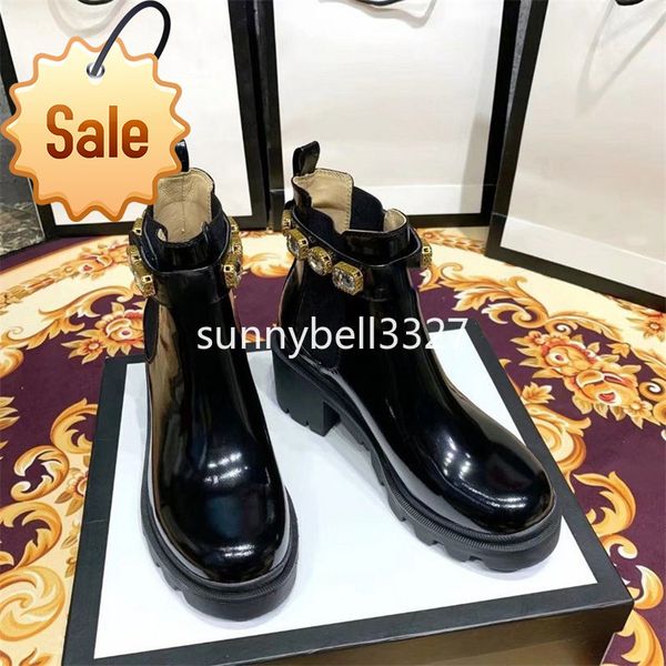 

luxury martin female new arrivel box women's trip embroidered leather ankle boot with belt boots and designer booties for women shoes 2, Black