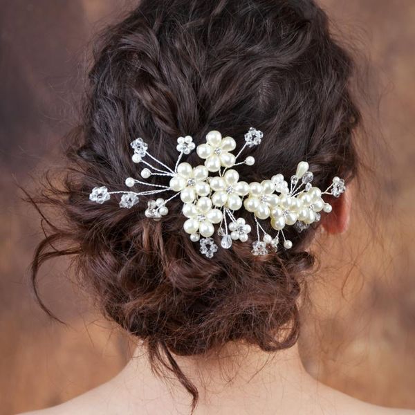 Trixy H05 G Pearls Bridal Hair Accessories Crystal Peals Hair