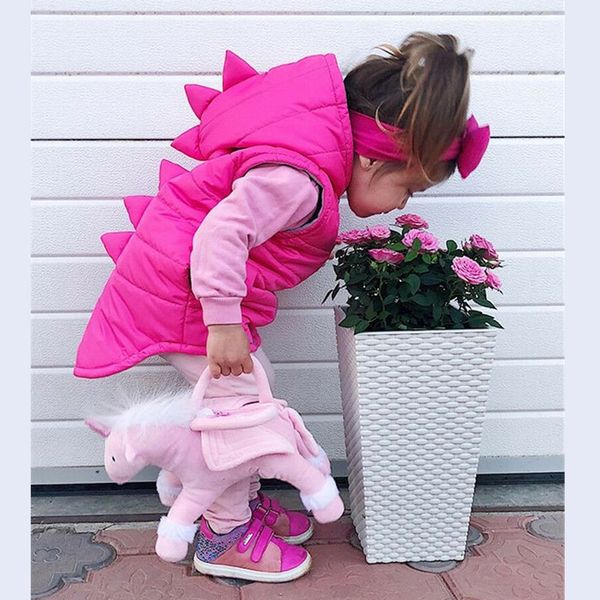 

горячий новый девушка малыш жилет динозавра жилеты девушки осень зима верхняя одежда пальто теплый жилет 2019 верхняя жилет с капюшоном жиле, Blue