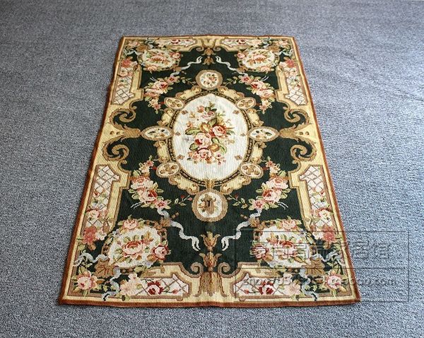 

embroidery court woolwork carpet stitch carpet tapestry flowers and plants european countryside blackish green