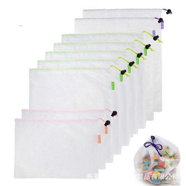 

reusable mesh shopping bags washable eco friendly shopper bag for grocery supermarket fruit vegetable toys sundries storage pack