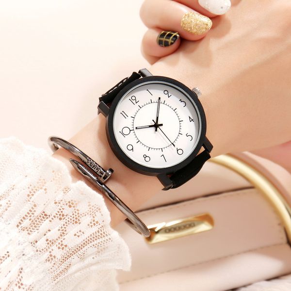 

new fashion pu belt trend men's and women's couple watches student leisure quartz watch, Slivery;brown