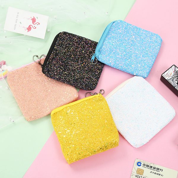 

pacgoth new geometric square glitter sequined coin purses for women wallet lady card holder fashion change pouch zipper, 1piece, Red;black