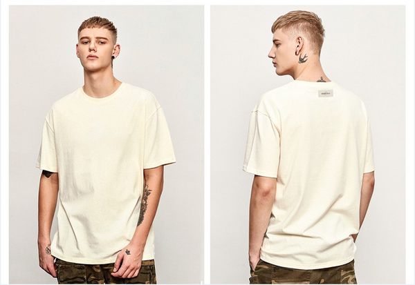 

летние мужские дизайнерские футболки европа и америка модный бренд сплошной цвет с короткими рукавами туман essentials хип-хоп свободные пов, White;black