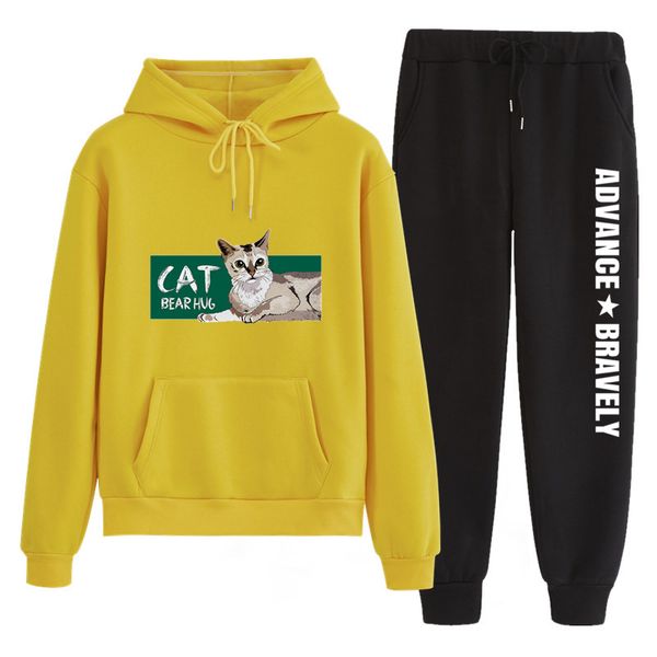 

n85 2pcs women's tracksuit hoodies sweatshirt pants sets wear casual suits, White