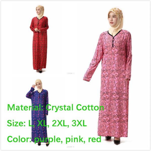 

new long-sleeved long dress muslim women's dress, Red