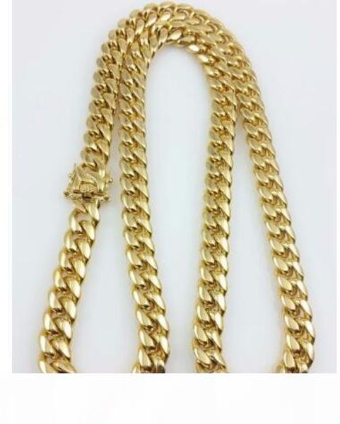 

men 18k yellow gold stainless steel 12mm 24" miami cuban curb link chain, Silver