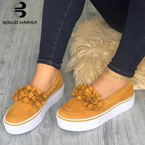 

bonjomarisa new ins loafers big size 35-43 ladies solid flats women fashion flowers shollow flats casual soft shoes woman, Black