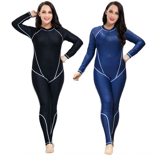 

enlarged size one-piece swimming diving trousers long-sleeved trousers diving sunscreen suit swimming suit female, White;black