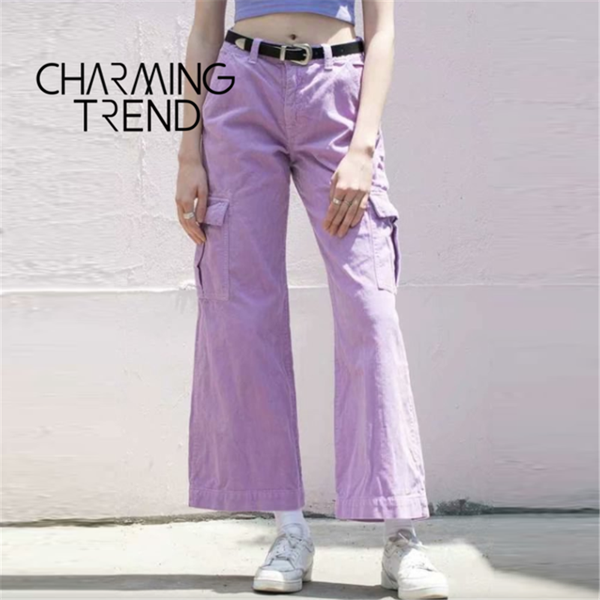 

женщины длинные брюки вельветовые свободные широкие брюки твердые старинные женские брюки уличная высокая талия прямые женские комбинезоны, Blue