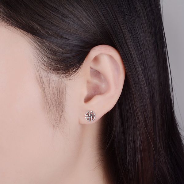 

fashion-l pure 925 sterling silver earring stud good luck celtics knot earring fashion vintage dangler for gril women gift, Golden;silver