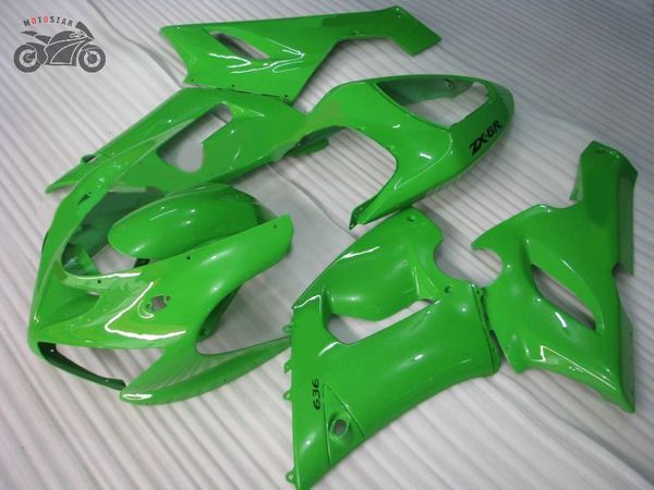 Бесплатный комплект обтекателей на заказ для Kawasaki Ninja ZX6R 2005 2006, зеленый мотоцикл, обтекатели из АБС-пластика, обвесы ZX 636 05 06 ZX-6R ZX 6R