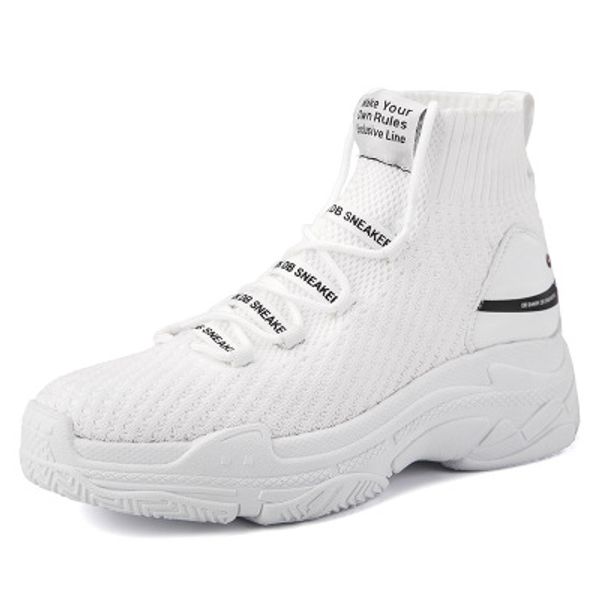 

sneakers knit upper breathable sock shoes thick sole 5 cm fashion sapato feminino black / white b1