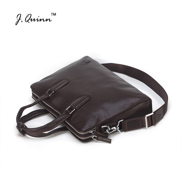 

j.quinn leather briefcases bags mens business document bag genuine cowskin brand man messenger shoulder bag for male lap2017