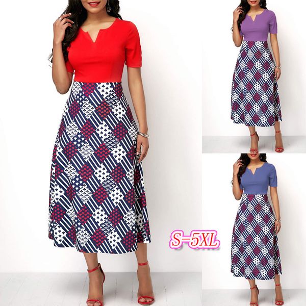 

женское дизайнерское платье v-образным вырезом с высокой талией контрастная панель тонкий принт средней длины платье для женщин, Black;gray