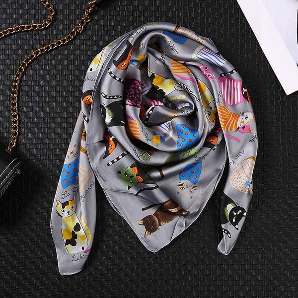 

2020 women sauqre scarf summer silk scarves shawls lady wraps soft pashimina echarpe beach stole bandana, Blue;gray