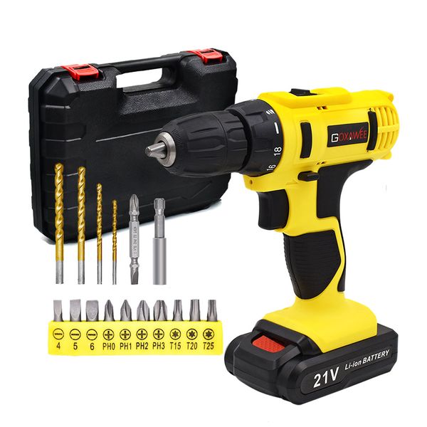 

goxawee 12v 21v electric screwdriver mini cordless drill wireless power driver tools rechargeable lithium-ion battery screwdrive