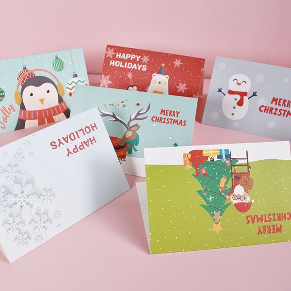 

24 pcs/lot diy christmas cards merry christmas greeting cards new year aanta claus snowman elk greeting card