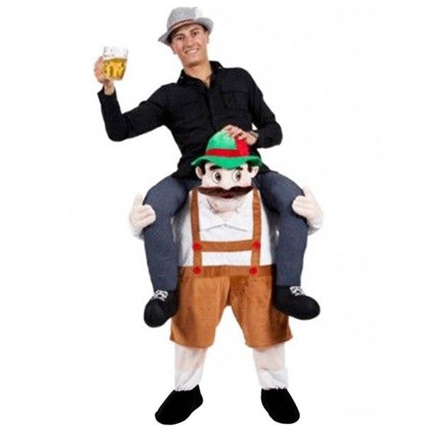 

shoulder ride on mascot costume piggy back party fancy dress carry costume (beer man / brown, Black;red