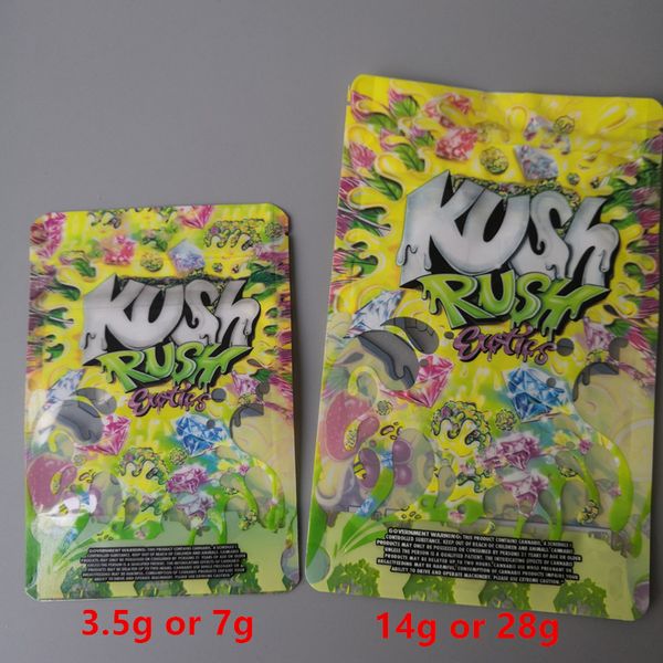 

new mylar bag kush rush exotics bags resealable zipper seal for freshness childproof flowers packing 3.5g or 7g cooleader kush rush