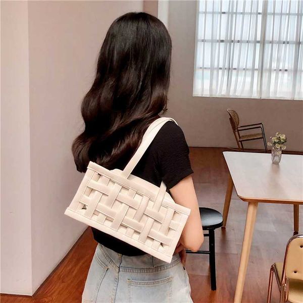 

woven wild shoulder portable armpit bag female 2020 new fashion casual shoulder bags women purse and handbags