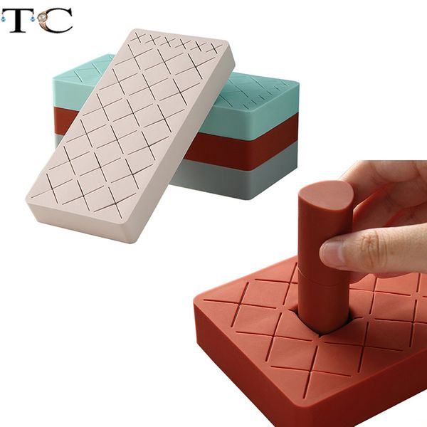 

silicone storgae box lipstick case eyebrow pencil display rack makeup brush storage box cosmetics tray, Pink;blue
