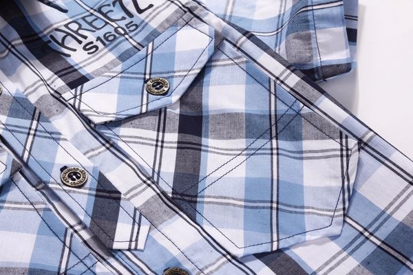 

summer boys short-sleeve shirt children plaid shirt clothing summer 100% cotton clothes kids casual short-sleeve shirts, White;black