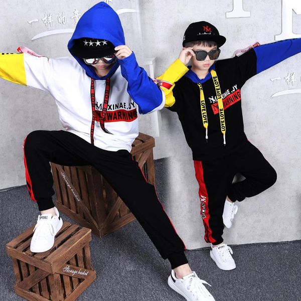 

2-х частей комплект детская одежда мальчик весна и осень спортивный костюм новый ребенок свитер брюки хип-хоп толстовка красивый пиджак руба, White