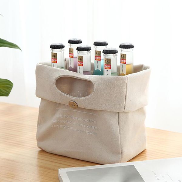 

new fresh insulation cold bales thermal canvas lunch bag waterproof convenient leisure bag letter print tote 1pc, Blue;pink