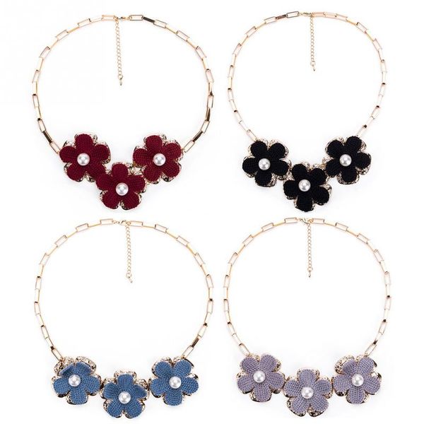 

fashionable necklace pendent women jewelry flower pearl pendant neck chain necklace female charming neck accessory gift, Silver